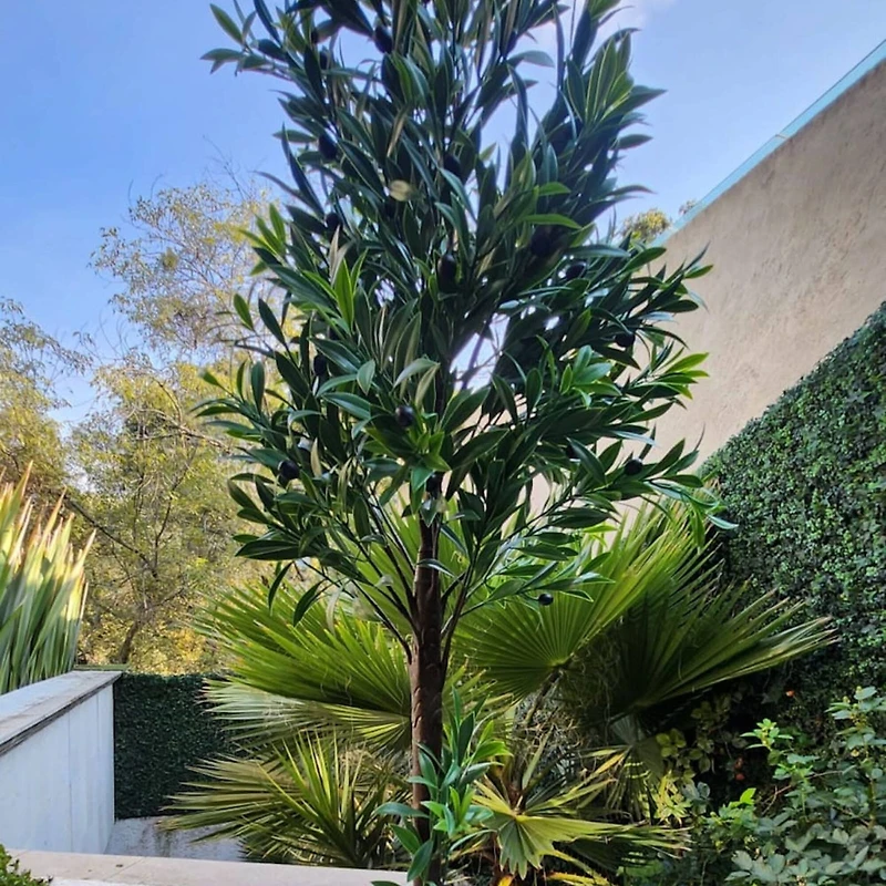 GreenSmart Dekor 4ft. Artificial Olive Tree Plant in Black Pot