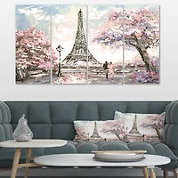 Designart - Eiffel with Pink Flowers