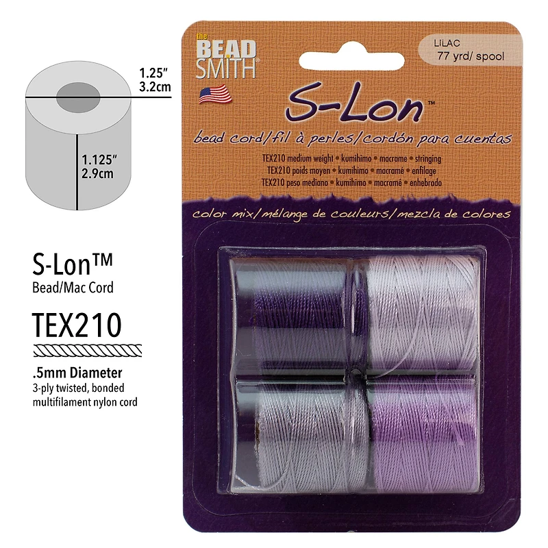 The Beadsmith® S-Lon™ 0.5mm Lilac Bead Cord Mix