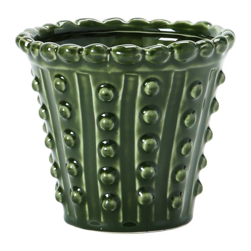 Hello Honey® Green Stoneware Hobnail Planter