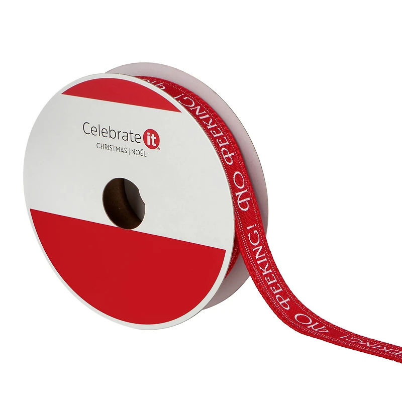 5/8" x 30ft. Red & White No Peeking Wired Ribbon by Celebrate It®