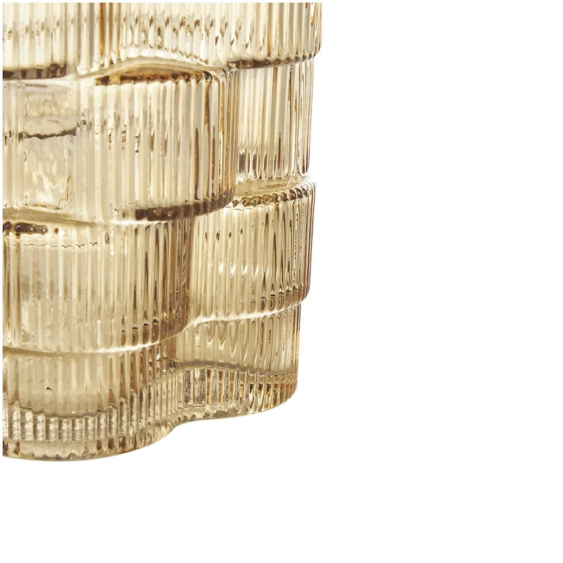 Brown Glass Ribbed Stacked Flower Vase Set