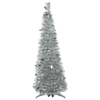 4ft. Unlit Silver Tinsel Pop-Up Artificial Christmas Tree
