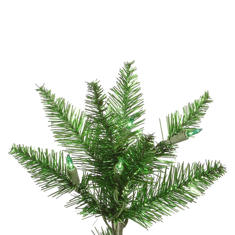 7.5ft. Pre-Lit Green Tinsel Fir Artificial Christmas Tree, Green Lights