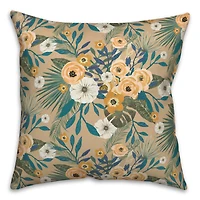 Tropical Floral Square Throw Pillow