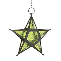 9.5'' Green Glass Star Lantern