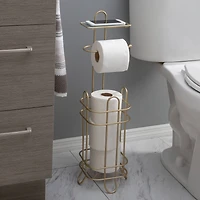 Elle Décor Limoges Collection Satin Gold Toilet Paper Reserve & Dispenser with Phone Shelf