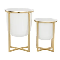 CosmoLiving by Cosmopolitan White Metal Contemporary Planter Set