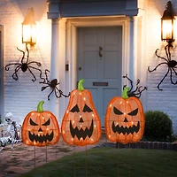 26" Orange LED Jack-O-Lantern Halloween Garden Stakes