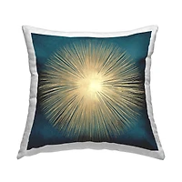 Stupell Industries Abstract Deco Sunburst Shape Over Dark Blue Throw Pillow 18" x 18"