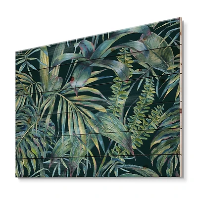Designart - Natural Leaves Exotic On Dark I