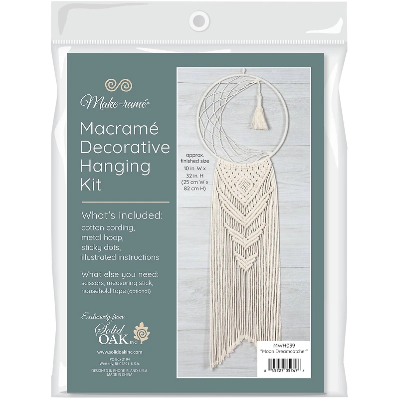 Solid Oak Make-ramé™ Moon Dreamcatcher Macramé Hanging Kit