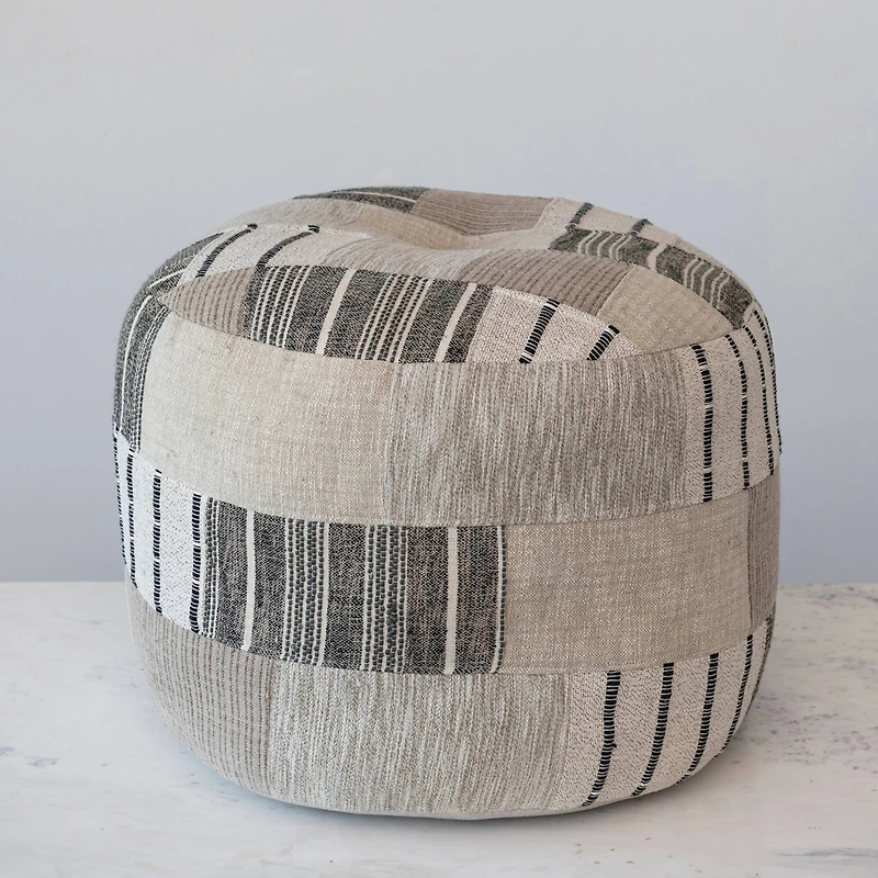 Hello Honey® 24" Handwoven Cotton Patchwork Pouf Ottoman