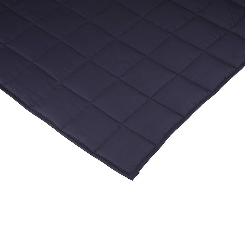 Glitzhome® Navy Blue Cotton Shell Quilted Weighted Blanket with Polyester Filling