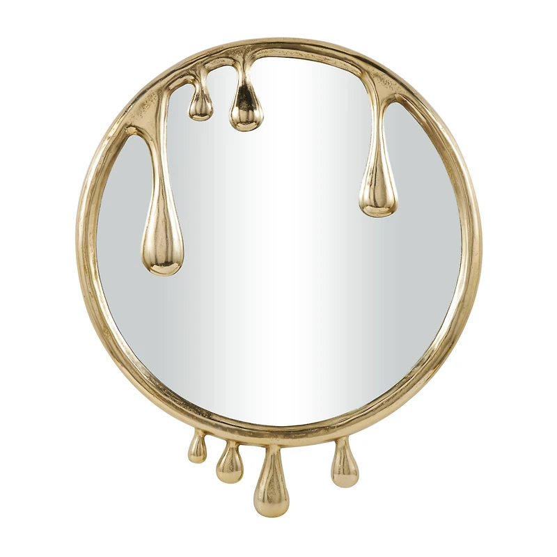 43" Gold Abstract Drip Framed Round Wall Mirror