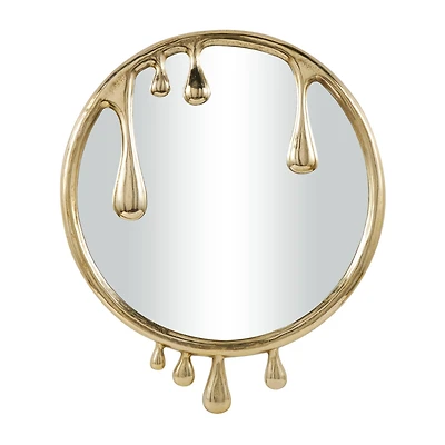 43" Gold Abstract Drip Framed Round Wall Mirror
