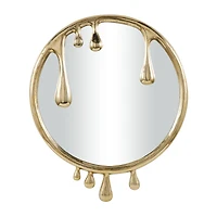 43" Gold Abstract Drip Framed Round Wall Mirror