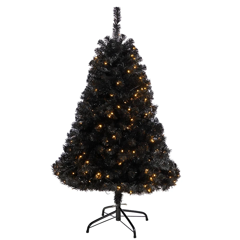 4ft. Pre-Lit Black Artificial Christmas Tree, Clear LED Lights