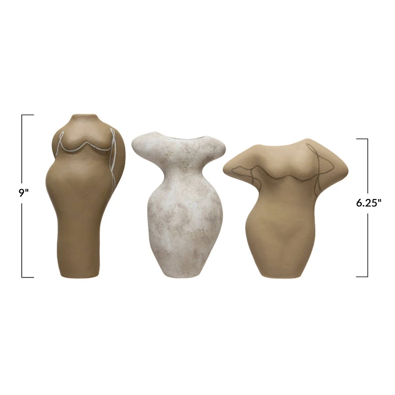 Hello Honey® Terracotta Figurine Vases Shaped As A Body Set, 3ct.