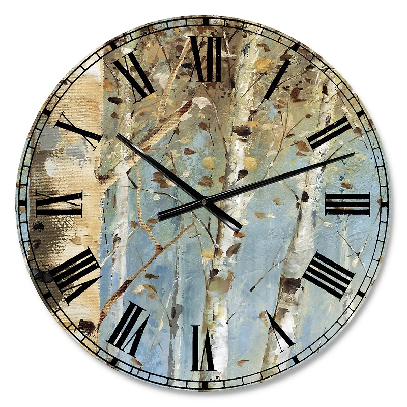 Designart White Birch Forest I Farmhouse Wall Clock