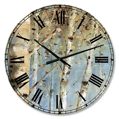 Designart White Birch Forest I Farmhouse Wall Clock