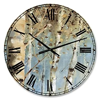 Designart White Birch Forest I Farmhouse Wall Clock