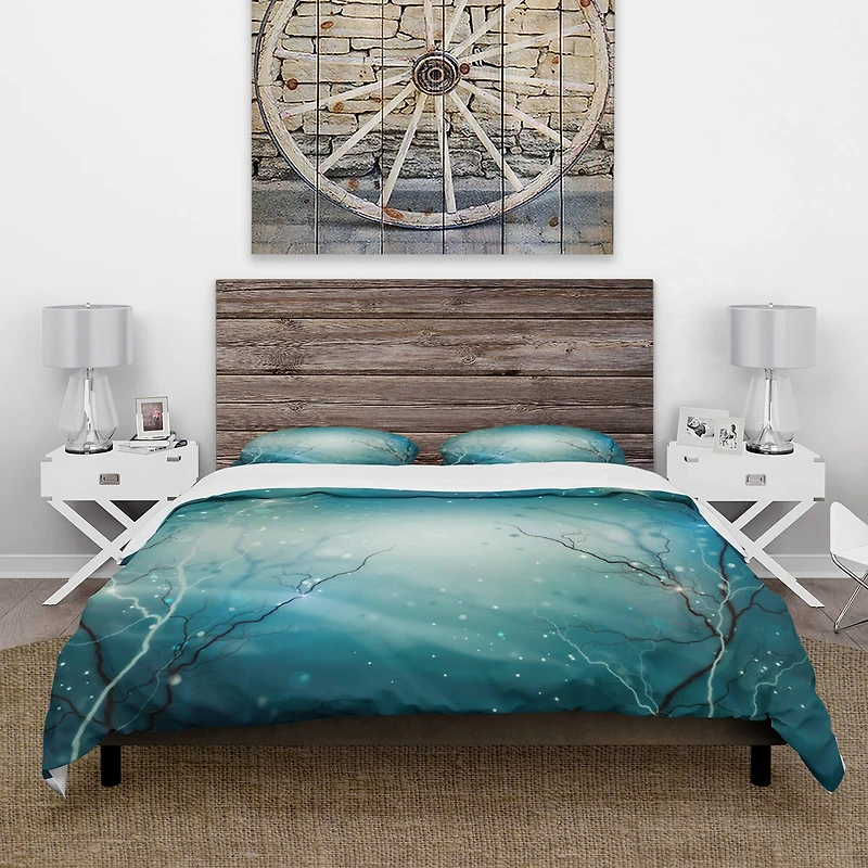 Designart 'Blue Winter Fantasy Forest' Cabin & Lodge Bedding Set