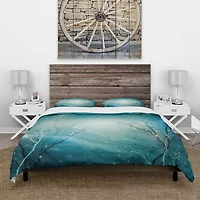 Designart 'Blue Winter Fantasy Forest' Cabin & Lodge Bedding Set
