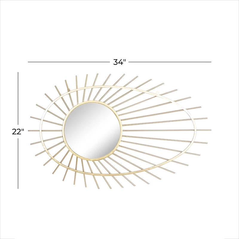 CosmoLiving by Cosmopolitan Gold Metal Contemporary Wall Mirror, 34" x 22" x 1"