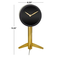 The Novogratz 11" Black Stainless Steel Clock with Gold Stand