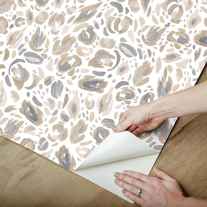 RoomMates Neutral Brushstroke Leopard Peel & Stick Wallpaper