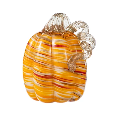 Glitzhome® Fall Multi Stripes Glass Pumpkin
