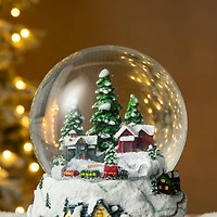 Glitzhome® 8" Lighted Musical Snowflakes Village Waterglobe