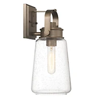 Hello Honey® Gage Tuscan Gold Industrial Tapered Seedy Glass & Metal Wall Mounted Outdoor Light