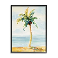 Stupell Industries Palm Tree with Coconuts on Beach Sand in Frame Wall Art