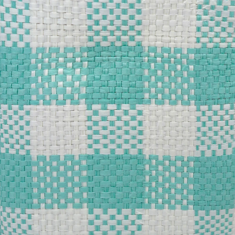 DII® Medium Aqua Checked Rectangle Woven Paper Basket