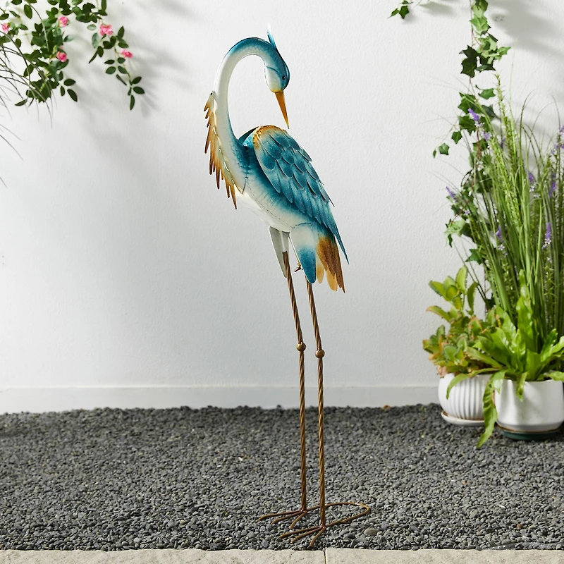 Glitzhome® 38.5" Metal Standing Crane Garden Statue with Stakes