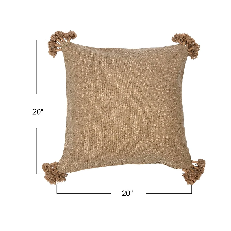 Hello Honey® Brown Square Canvas Pillow Cover with Tassels