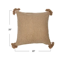 Hello Honey® Brown Square Canvas Pillow Cover with Tassels
