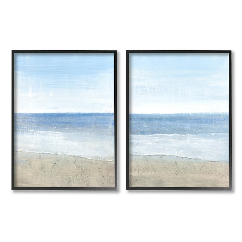 Stupell Industries Coastal Seafoam Beach Waves Soft Tide Landscape Framed Wall Art