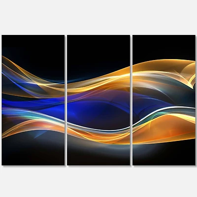 Designart - 3D Gold Blue Wave Design