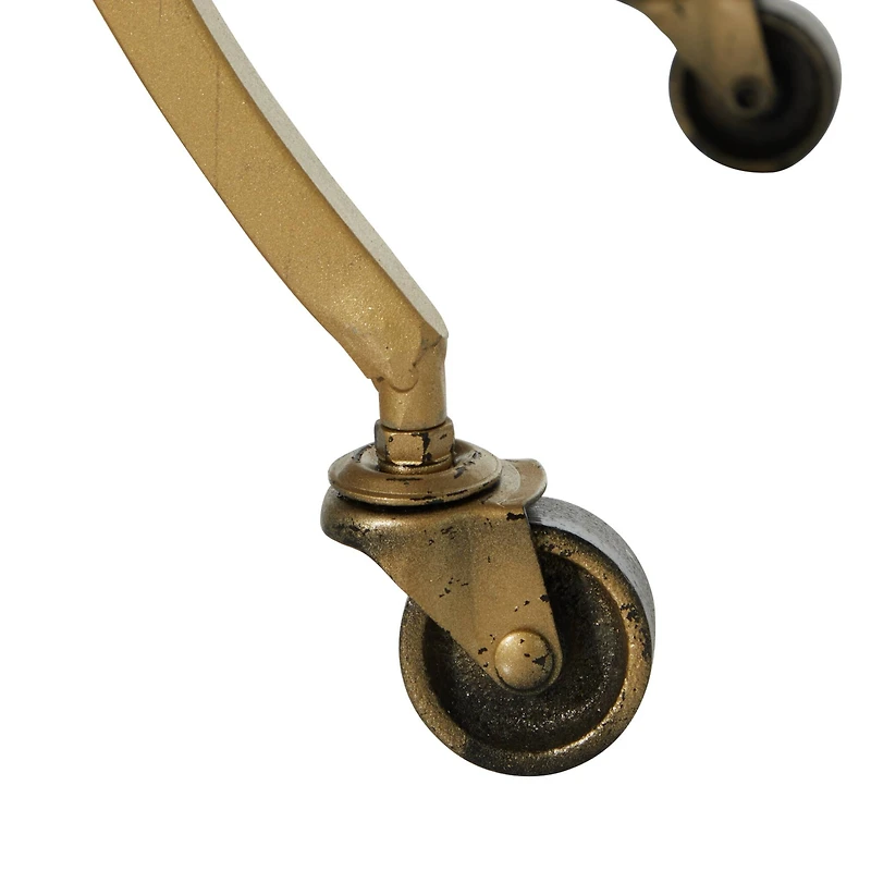 Gold Iron & Mirror Contemporary Bar Cart