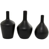 The Novogratz Black Glass Vase Set of 3 14", 13", 12"
