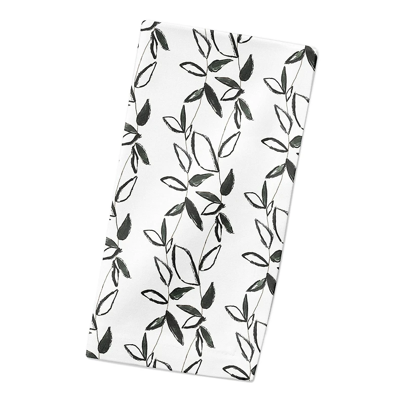 Black Leaf Stripes 10" x 10" Cotton Twill Napkin
