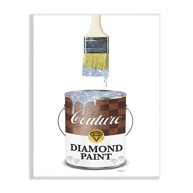 Stupell Industries Couture Diamond Paint Brown Fashion Pattern Pop Brush Wall Plaque