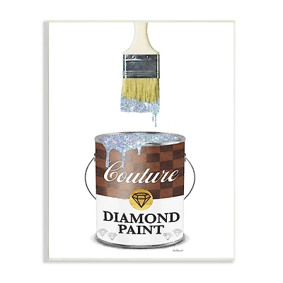 Stupell Industries Couture Diamond Paint Brown Fashion Pattern Pop Brush Wall Plaque