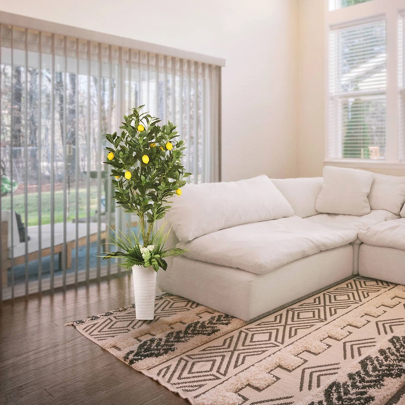 6ft. Artificial Lemon Tree in White Decorative Pot