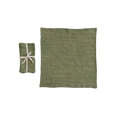 Hello Honey® Large Green Stonewashed Linen Cocktail Napkin Set