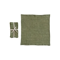 Hello Honey® Large Green Stonewashed Linen Cocktail Napkin Set