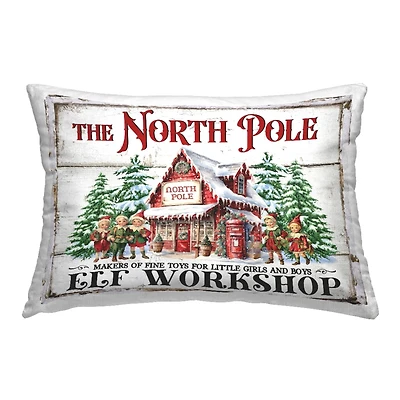 14" x 20" Stupell Industries North Pole Workshop Indoor Pillow By Creatif Belle